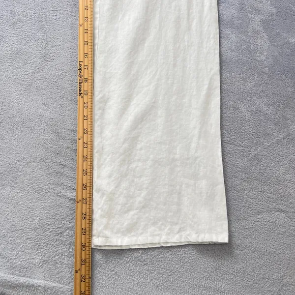 Vintage Y2K Mossimo Linen Wide Leg Cargo Pants White Drawstring Women's Small - Image 8