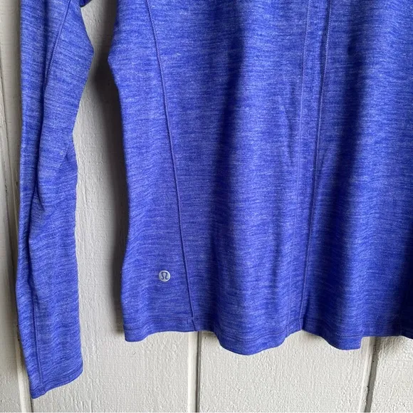 Lululemon On The‎ Run Long Sleeve T Shirt Heathered Sapphire Blue - Image 6