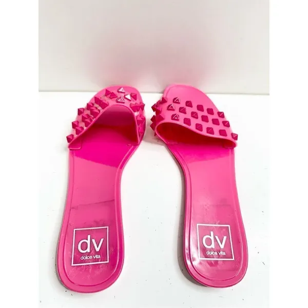 Dolce Vita Jelly Sandals Womens‎ Size 5 Skylar Pink Spiked Slip On Slides - Image 6