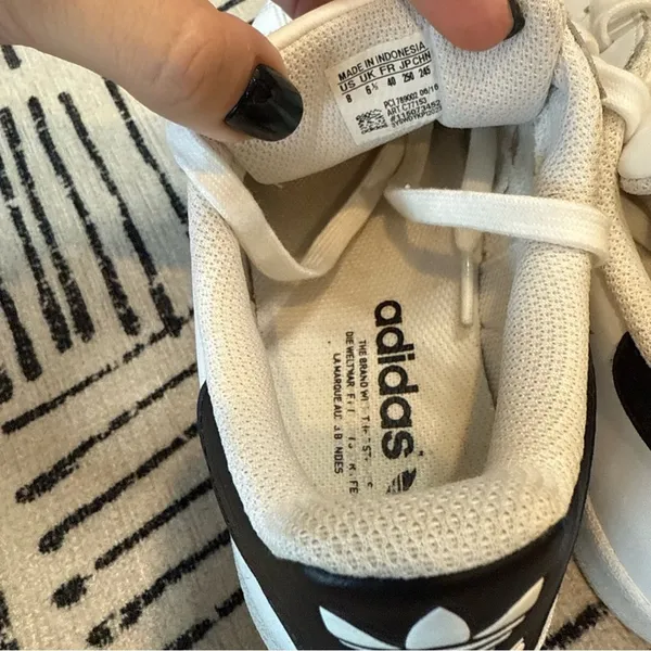 Adidas Superstar White Black Leather Shell Toe Sneakers Women’s 8 - Image 6