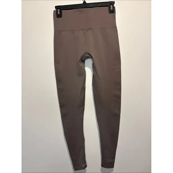 Set Active Sculptflex Ribbed Sides Brown Neutral Workout Leggings Size M - Image 2