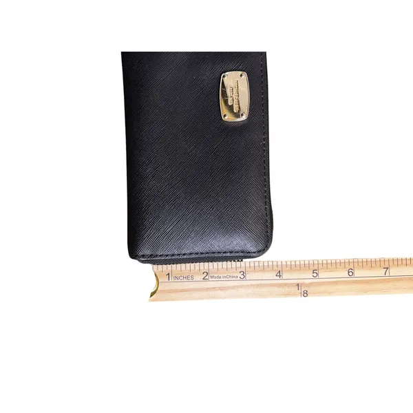 Michael Kors Wallet Clutch Zip Around Continental Black Smooth‎ Leather Urban - Image 9