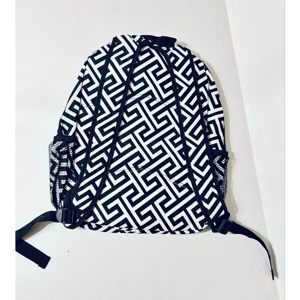 Retro vibe White/black chevron full sz backpack padded book bag school work sack - Image 3