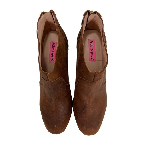Betsey Johnson Jensen Leather Chestnut Brown Bootie Boots - Image 12