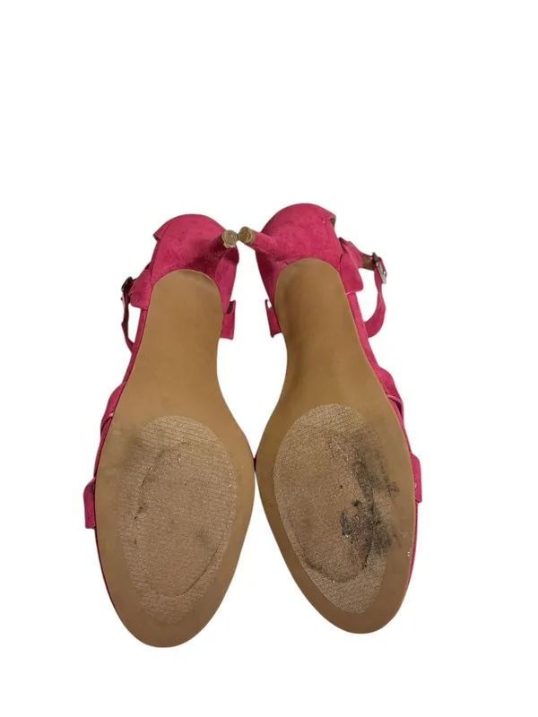 Nine West Fuchsia Pink Suede Scalloped Ankle Strap Heels - Image 5