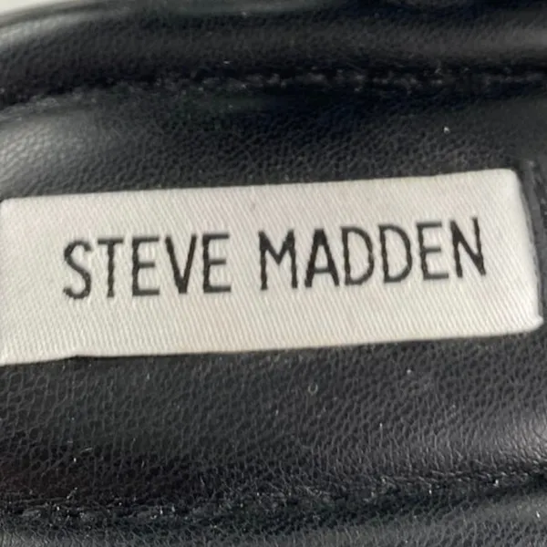 Steve Madden Dubai Womens Black Leather Ankle Strap Open Toe Platform Sandals 10 - Image 5