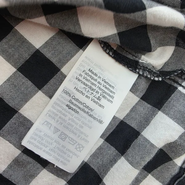 J.Crew Womens Black White‎ Gingham Tie Front Short Sleeve Button Up Shirt Small - Image 6