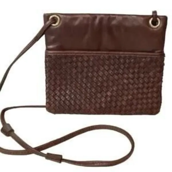 ✨Margot Brown Leather Weave Basketweave Crossbody Bag Purse✨ - Image 3