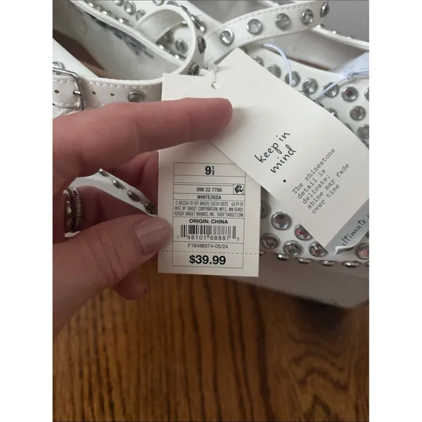 a new day Issa White Studded Mary Jane Flats Size 9.5 New with Tags - Image 3