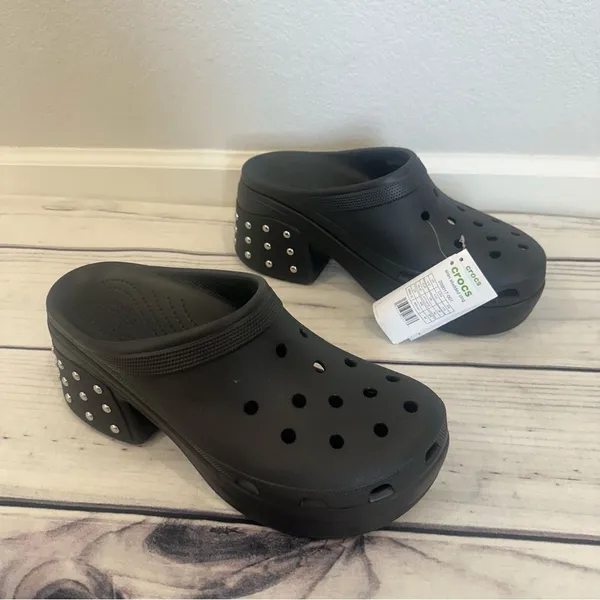 NEW! CROCS SIREN STUDDED CLOGS Black W/ Silver Studs‎ SOLD OUT Men 12 Women 14 - Image 10