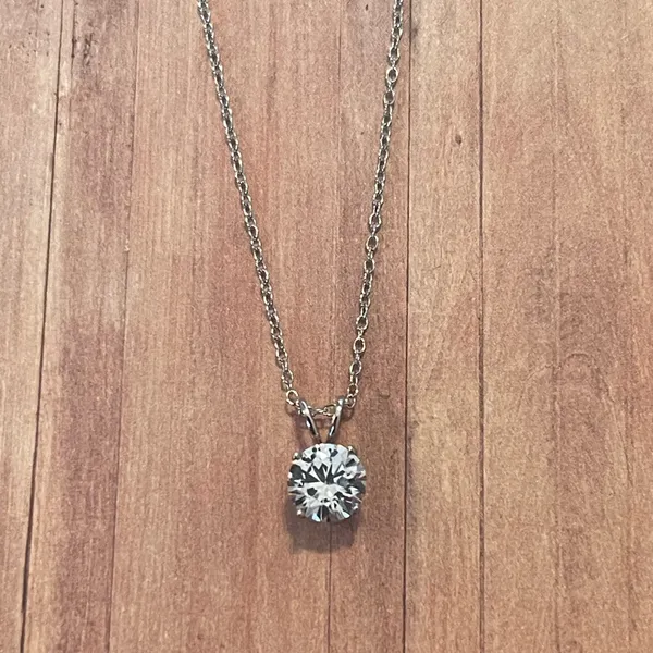White sapphire solitaire necklace sterling silver - Image 8