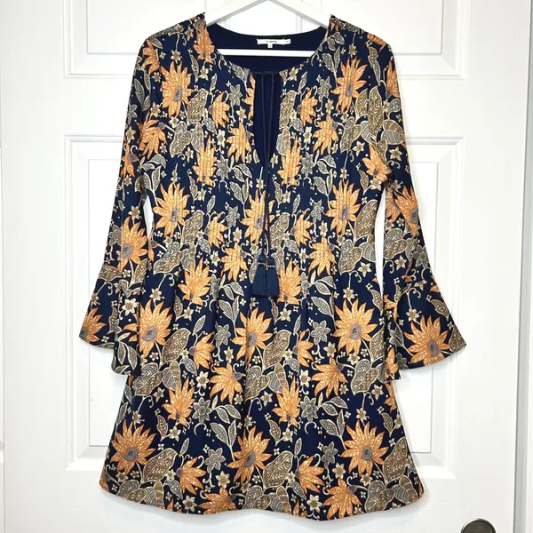 TULAROSA Audrey Floral‎ Print Smocked Bell Sleeve Mini Dress Size S - Image 2