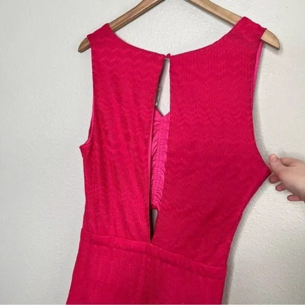 Lovers and friends Sharon hot pink cut out sleeveless jumpsuit size XL chevron - Image 6