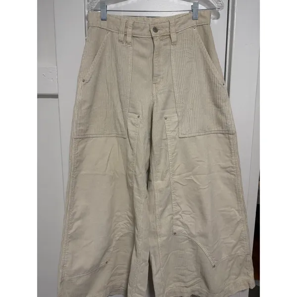 BDG Urban Outfitters Cream Corduroy Wide Leg Skate Carpenter Pants 28 waist sz 4 - Image 8