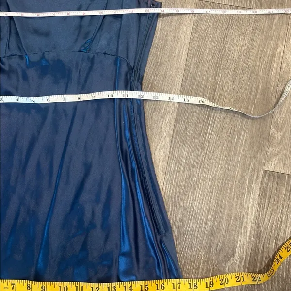 VTG 90s Zum Zum Blue Ombre Satin Slip Dress Rhinestone Strappy Open Back Prom XS - Image 11