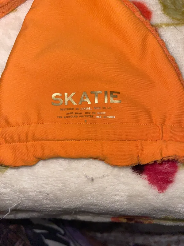 Skatie Orange Terry Cloth Bikini Top - Image 3