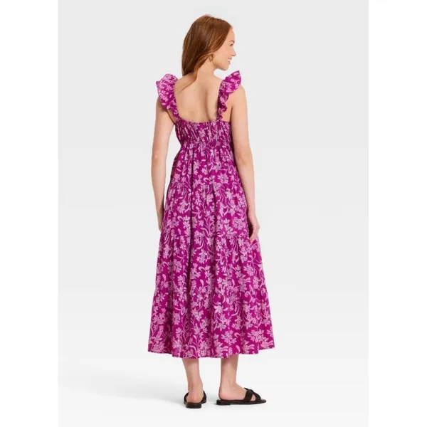 Universal Threads Purple Floral Ruffle Sleeve Maxi Sundress Small NWOT - Image 2