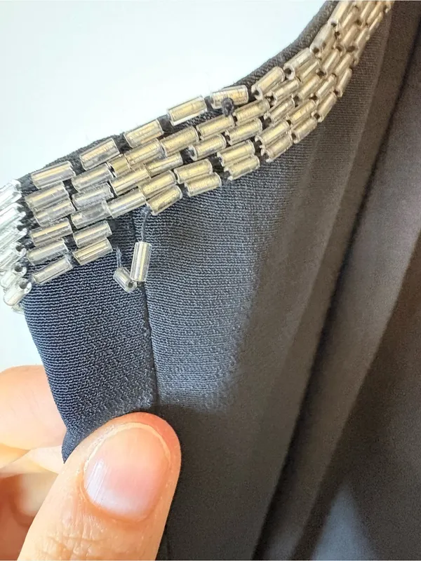 Vintage Stenay Black Silver Beaded Maxi Gown Size 14 90s Y2K Formal Dress - Image 10