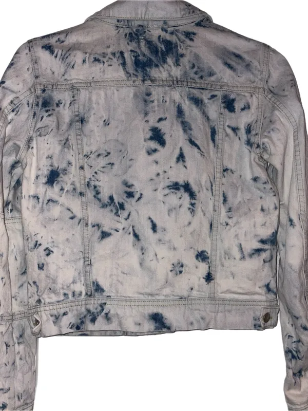 Free People Rumors Denim Jacket Jones Tie Dye Blue Small NWOT - Image 7