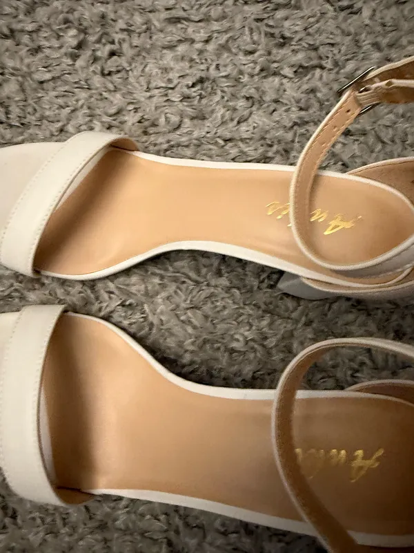 Elegant White Ankle-Strap Block Heels for Women - Image 4