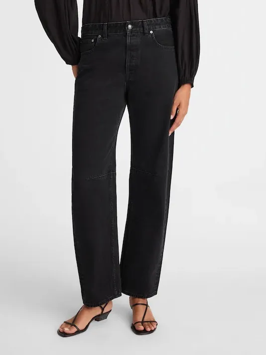 NEW Madewell The Darted Barrel-Leg Jean in Washed Black Women’s Jeans Size 27 - Image 4