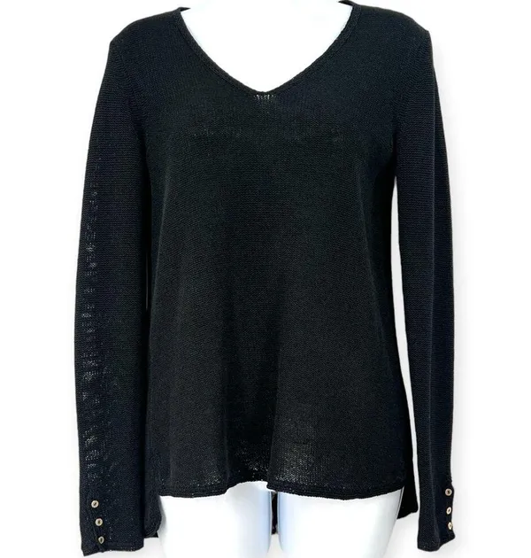 J. McLaughlin | XS | Open Knit Semi Sheer V-neck Pullover Sweater - Image 2