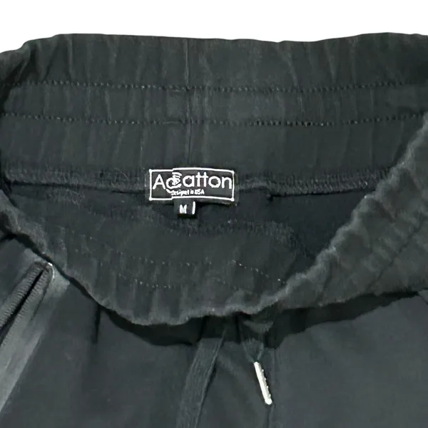 AgCatton Black Tech Fleece Joggers Slim Fit Drawstring Sweatpants Women Medium - Image 2
