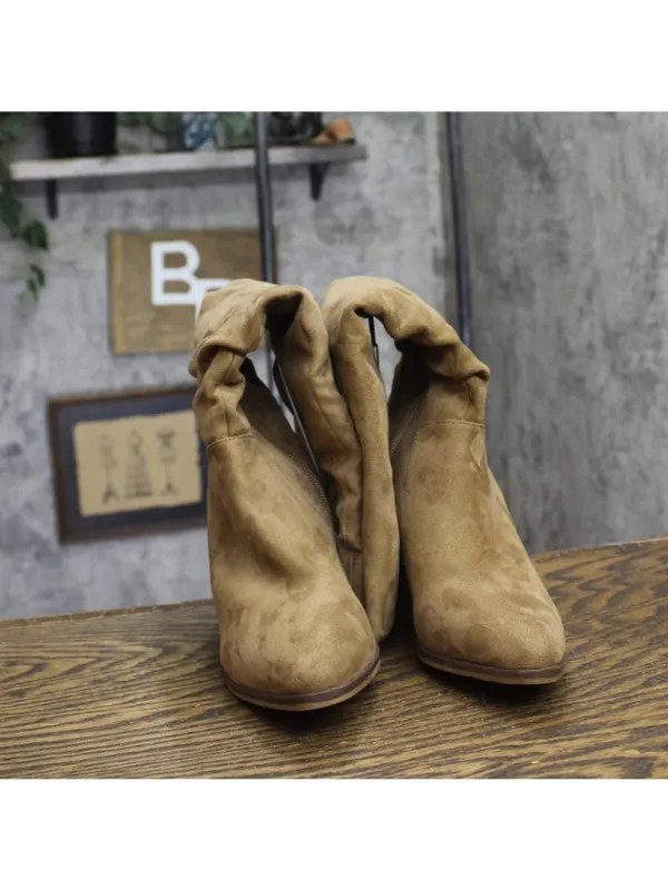 NEW Universal Thread Womens Junie Boots Ruched Faux Suede 94568670 Brown 6M - Image 5