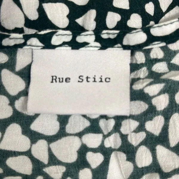 Anthropologie Rue Stiic XS Green White‎ Laguna Heart Print Button Up Mini Dress - Image 8