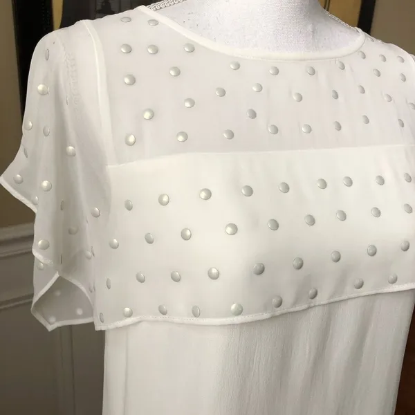 Zara Woman Flutter Sleeve Stud Dot Caplet Dress S - Image 2