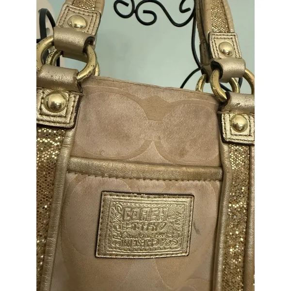 Coach Poppy Applique Gold Multi Crossbody Bag Floral Purse - Image 2