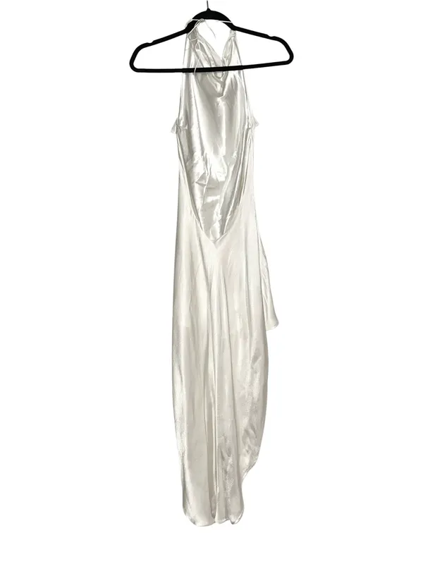 Asa Fields Florence Gown High Low Halter Open Back Satin Ivory Dress SMALL - Image 4