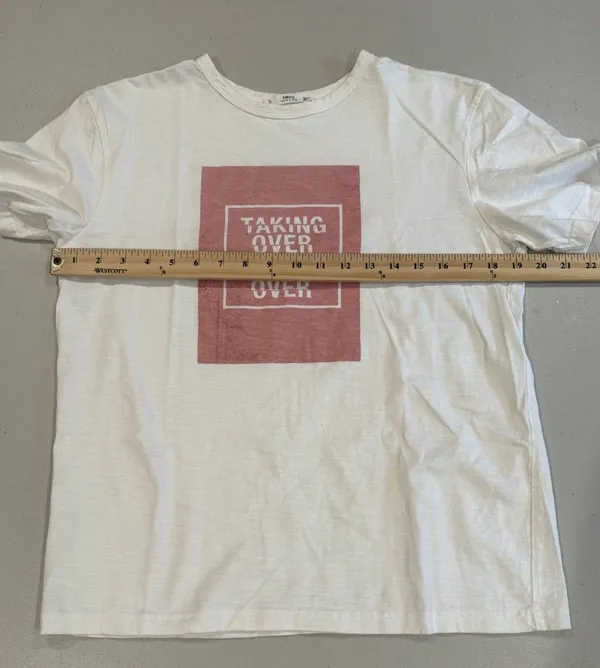 MNG Graphic Tee Womens Small "Taking Over" Travel Festival Casual Soft Sheer - Image 4