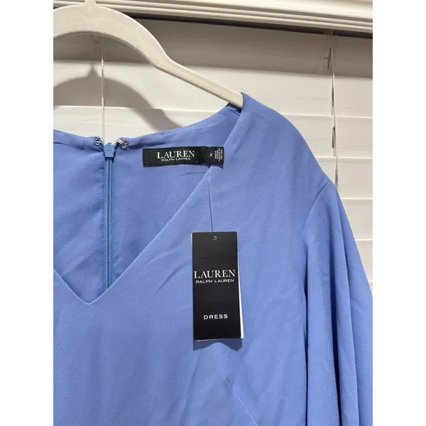 NEW- LAUREN Ralph Lauren Ruffle-Sleeve Modest‎ Spring Cocktail Office Dress Sz 2 - Image 3