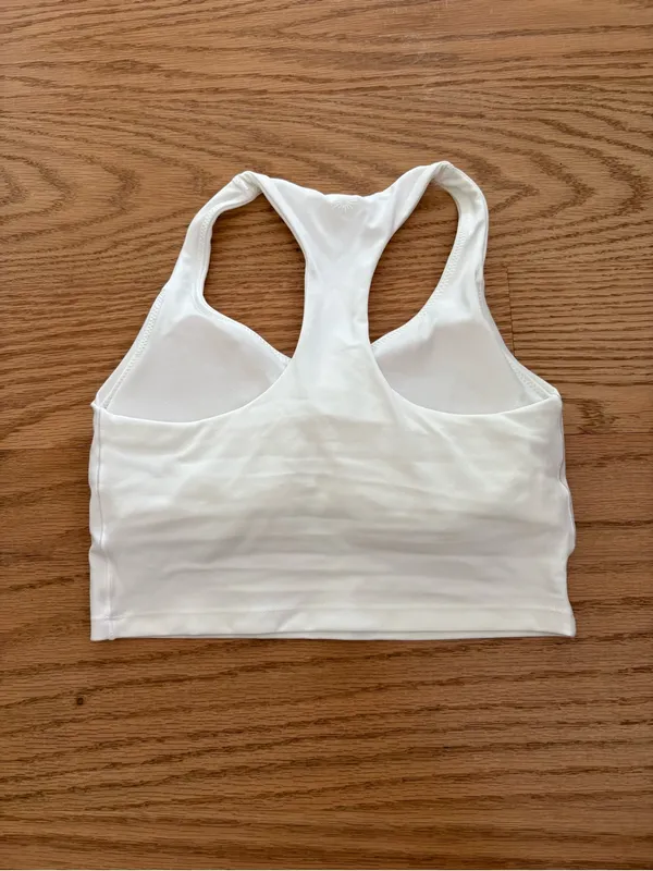 aerie White Racerback Tank Crop Top - Image 2