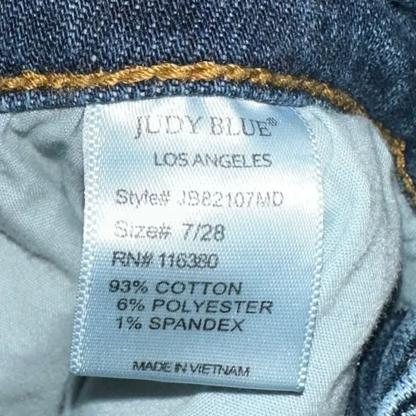 Judy Blue Straight Fit Jeans 7/28 Distressed Cuffed Hem Mid Rise‎ Denim - Image 5