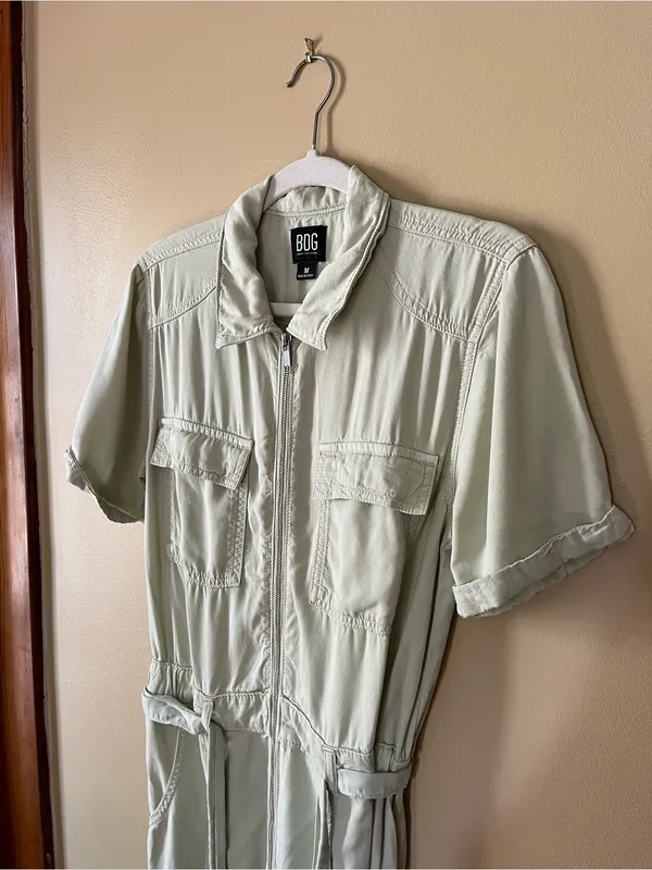 BDG Short-Sleeve Utility Jumpsuit in Light Green - Image 4