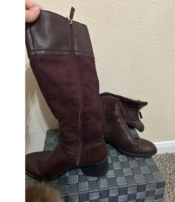 Franco Sarto Boots Womens Size 7.5 Cranberry Red Brown Suede Autumn Western Boho - Image 7