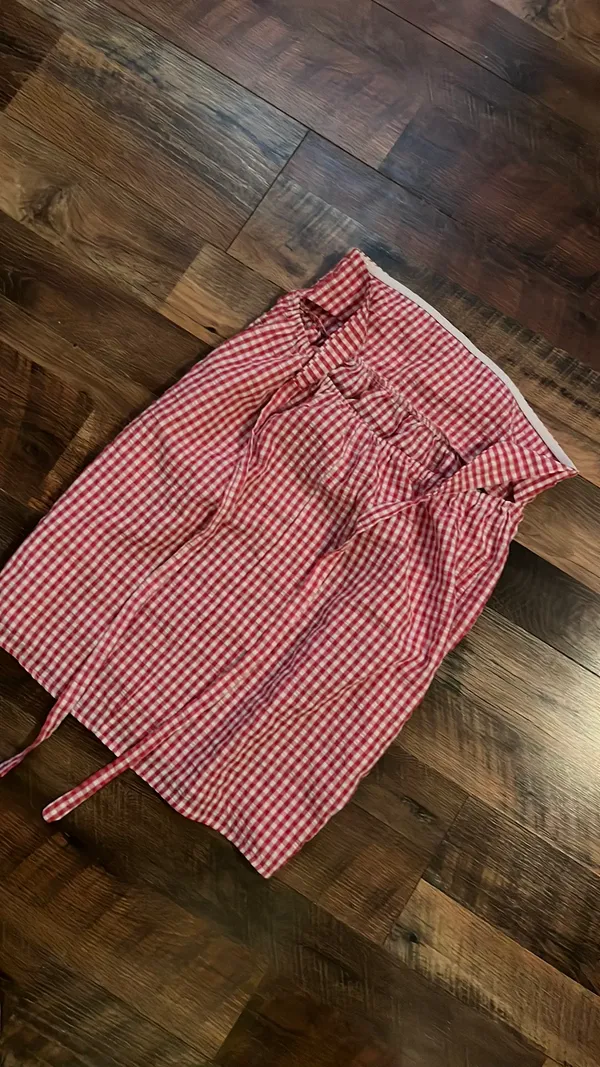 red gingham strapless dress - Image 2
