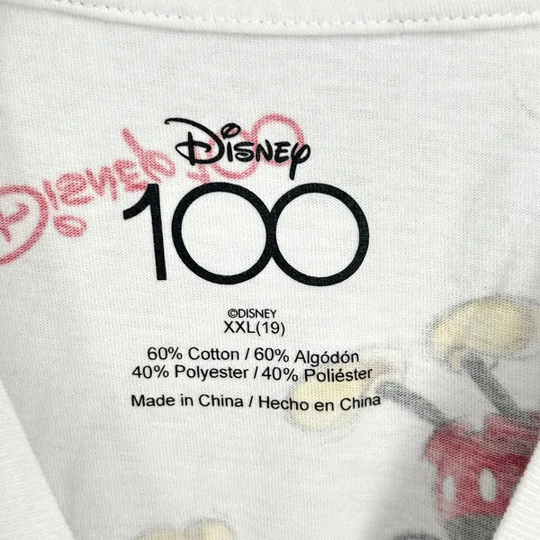 Disney Shirt Womens All Over Print Mickey Mouse 100 Year Collectors‎ Large White - Image 3