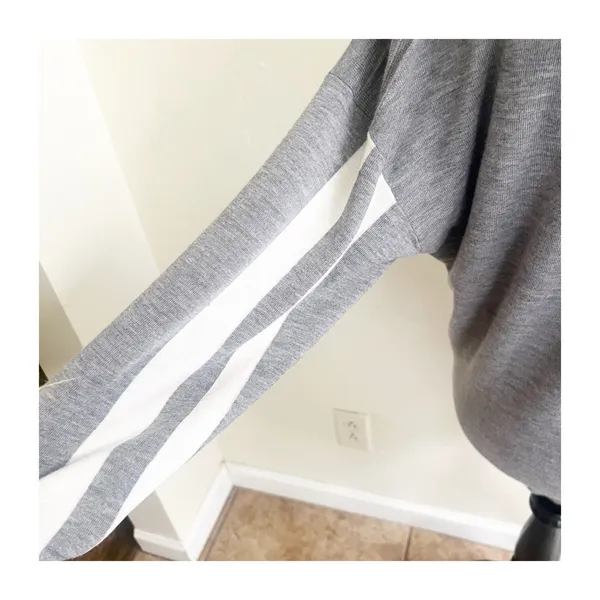 Rag & Bone Sweater Womens XS Gray Diagonal Stripe Merino Wool V-Neck Preppy - Image 9
