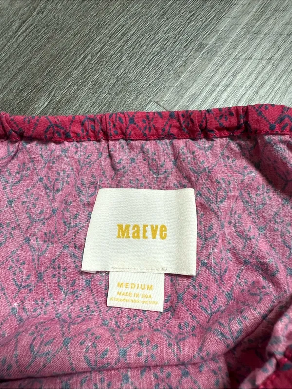 Anthropologie Maeve Off Shoulder Top Pink Blue Floral Feminine Smocked - Image 2