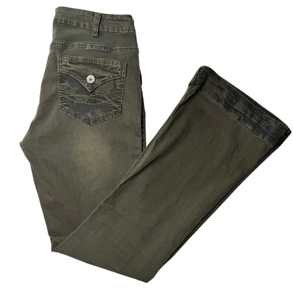 Cowgirl Tuff Tuff Flex Olive Green Trouser Flare Jeans 32x33 Western Coastal - Image 7