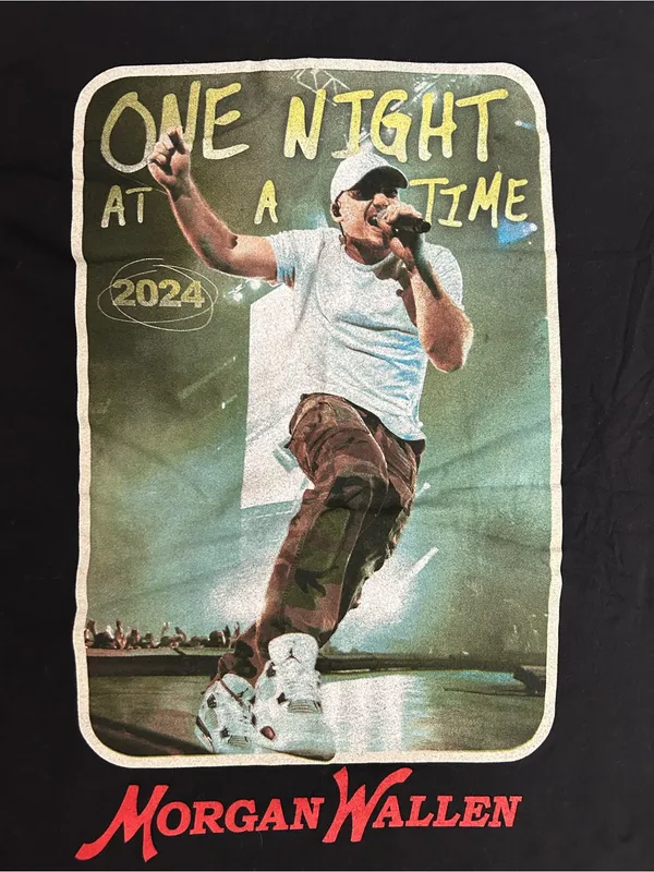 Morgan Wallen Unisex Black 'One Night At A Time' Graphic Tee Size Small - Image 2