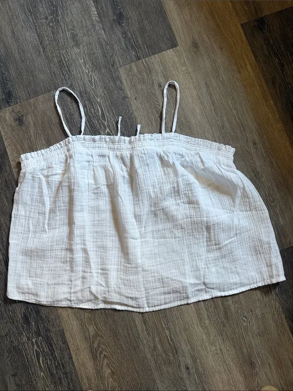 Old Navy Crinkle Gauze Tank Top Spaghetti Strap XXLT Key Hole Elastic Tie Back - Image 4