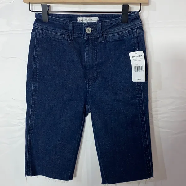 NWT!! Free People So Chic High Waist Denim Bermuda Shorts Size 24 - Image 2