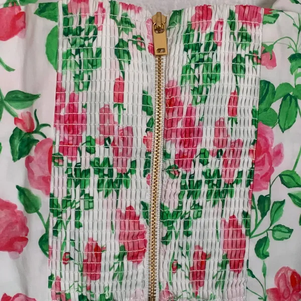 NWT Hill House Home Puff Sleeve Floral Bow Crop‎ Top in White/Pink - Image 7
