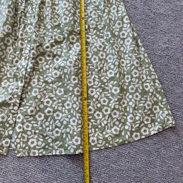 SweetSalt Womens Sage Green Floral Button Down Midi Dress Cotton Pockets Size S - Image 7
