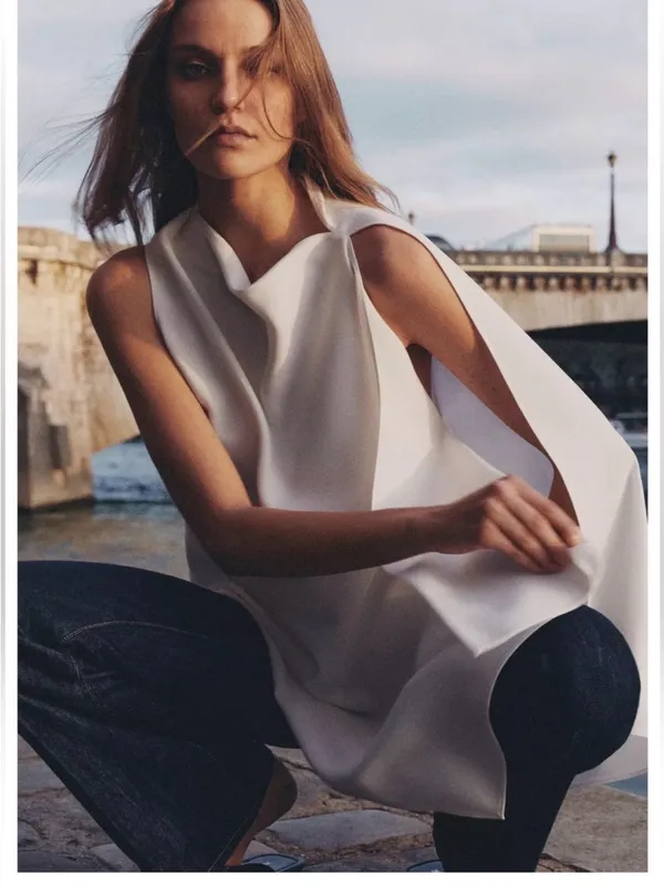 Zara Zw collection asymmetrical cape top - Image 4