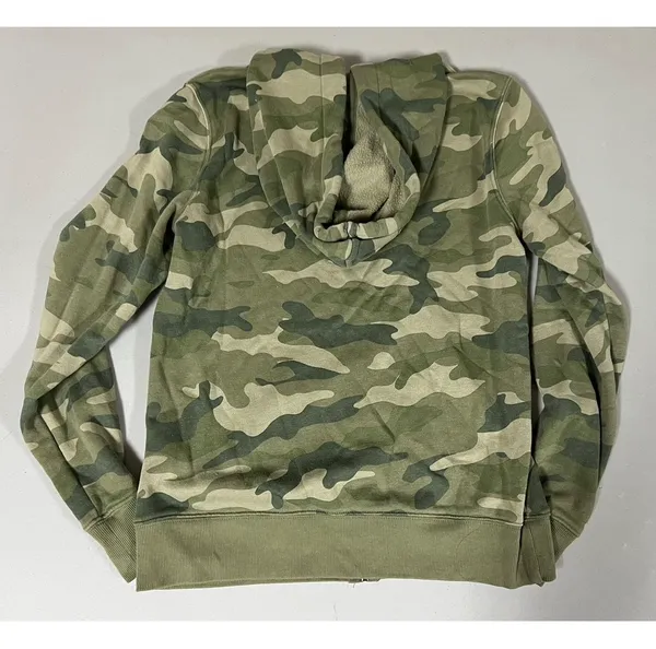 Olive Green Camo Camouflage Zipper Sweater Sweatshirt Hoodie Outerwear Size S ✨ - Image 4